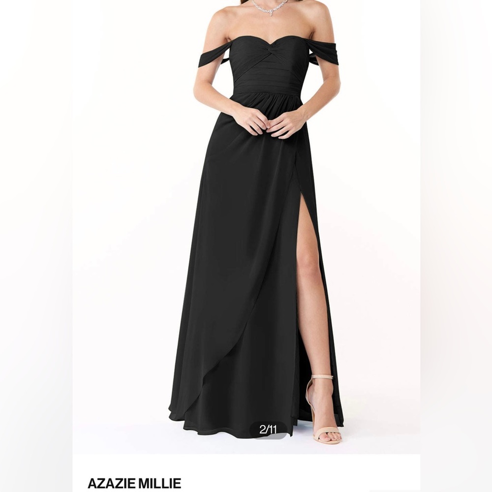 Azazie Black Millie bridesmaid dress